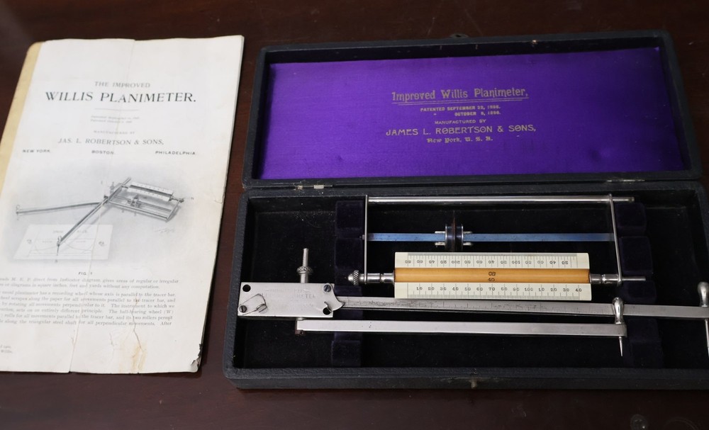 Antique IMPROVED WILLIS PLANIMETER by JAMES L. ROBERTSON & SONS