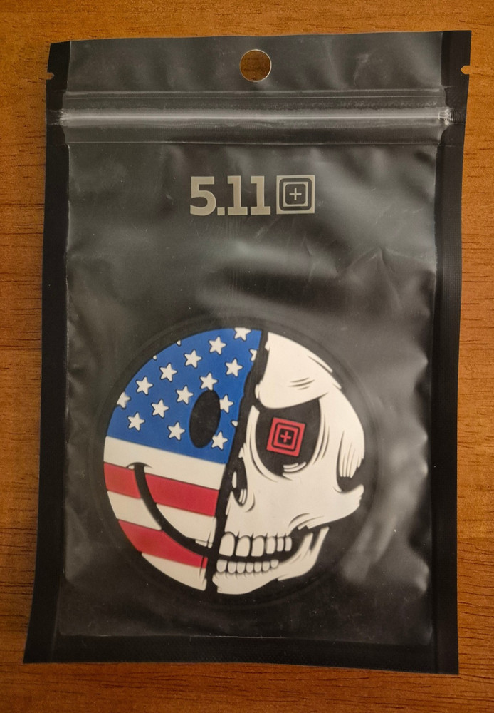 5.11 tactical Patch RARE Half White And Flag Skull Hook And Loop 3"