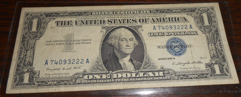 1957 A $1 Silver Certificate A 74093222 A