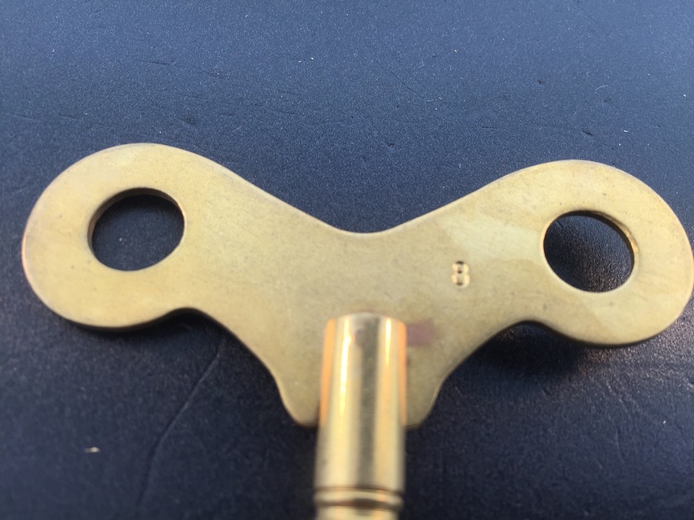 Solid Brass Wide Wing Clock Key. # 8 or 4 mm. or .165 inches