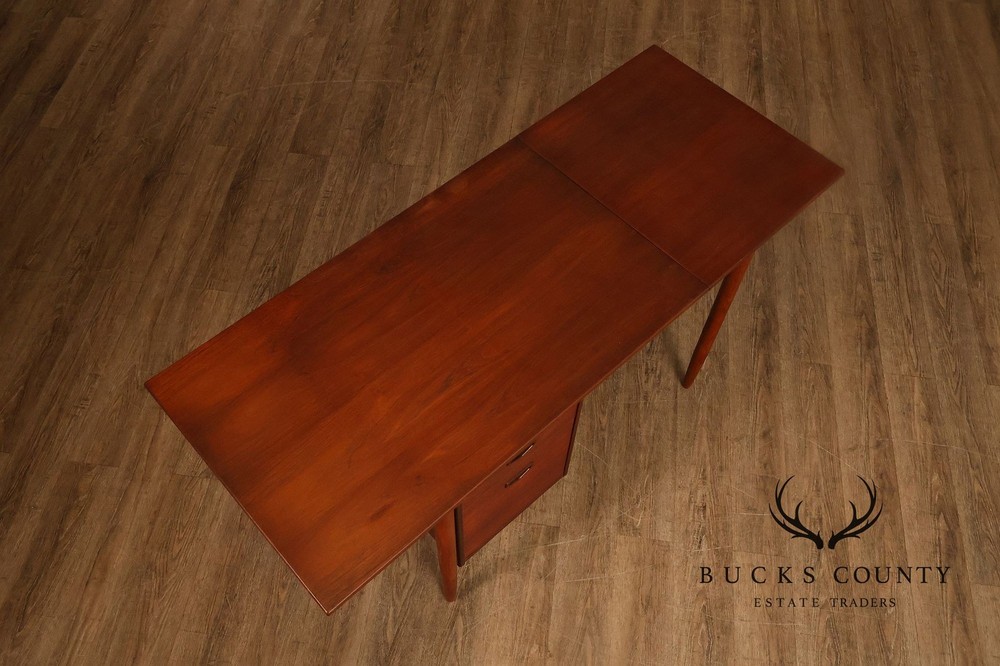 Arne Vodder Attributed Danish Modern Teak Drop Leaf Desk