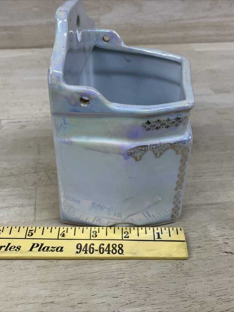German Lusterware Salt Container Cannister Wall Decor