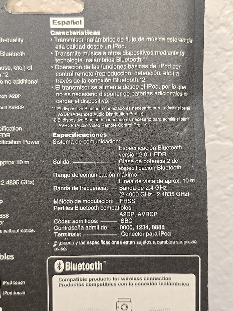 Sony Bluetooth Wireless Transmitter for iPod Black (TMR-BT8iP) Nano Classic Mini