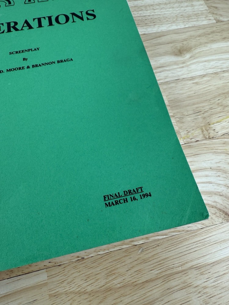 Star Trek Generations Screenplay Final Draft Script March 16, 1994 Spiralbound