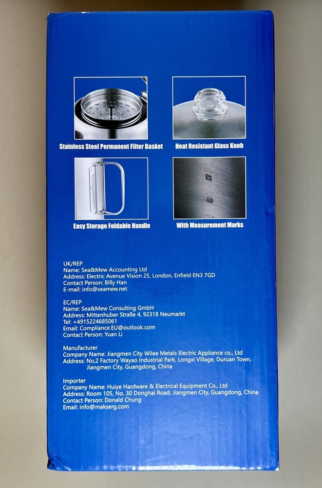 Coffee Percolator Set - 8 Cup Foldable Handle w/ 2 Foldable Handle Mugs