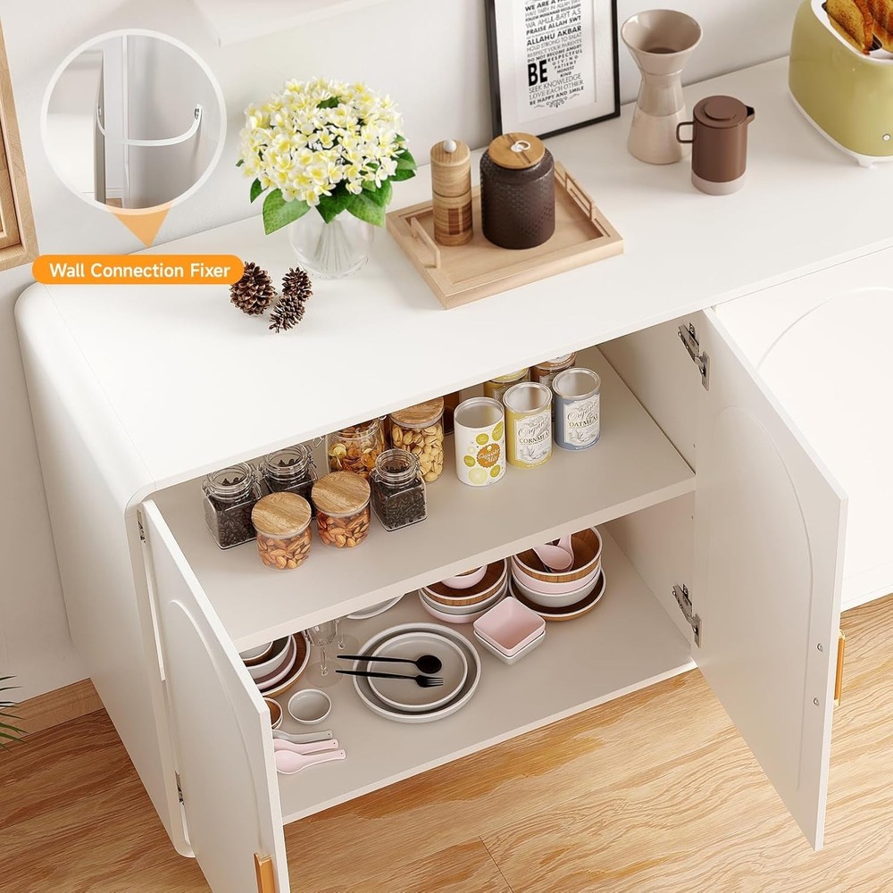 60" Sideboard Buffet Cabinet, Large Credenza Storage, Modern Console Table