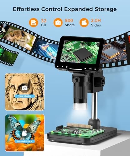 10MP LCD Digital Microscope 4.3" HD Screen, 1-1000X Zoom, Wireless USB Camera