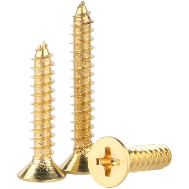 2pcs M6 copper cross self-tapping phillips countersunk head self-attack screw