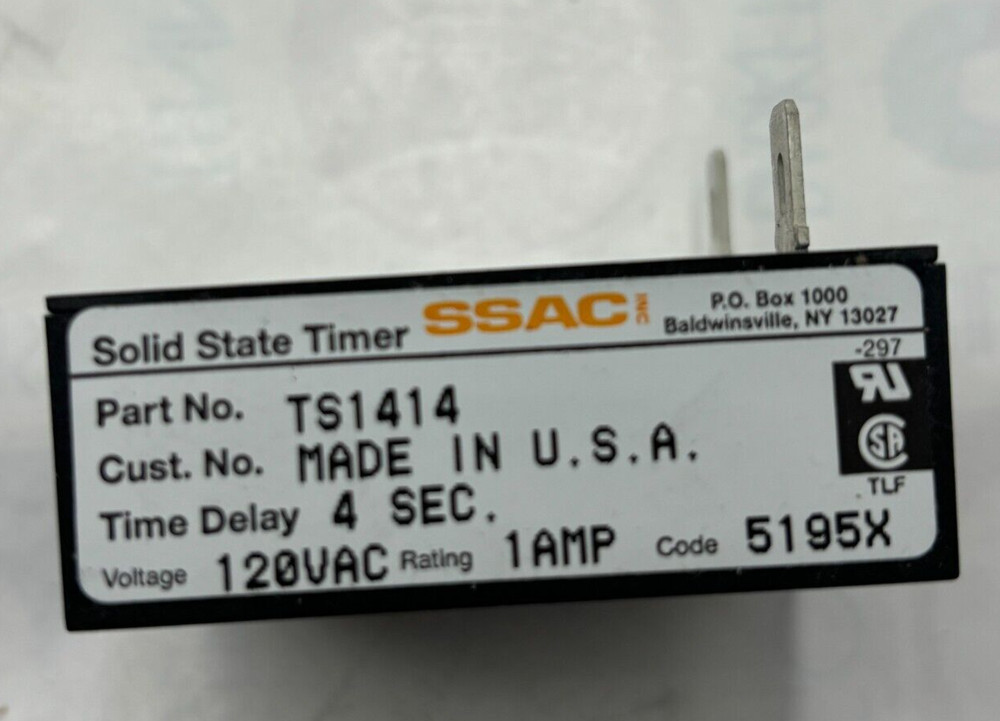 SSAC TS1414 Solid State Timer 120VAC 1A 4-Second Delay - NEW NOS - 5195X ✅