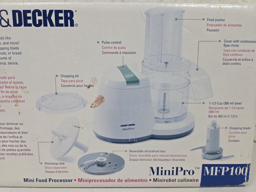 Black & Decker Mini Pro Food Processor MFP100 2000 New Open Box