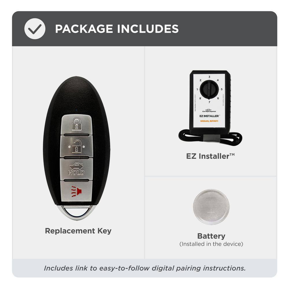 Nissan 4-Button Smart Key Remote Replacement - Easy DIY Kit with Trunk Release a