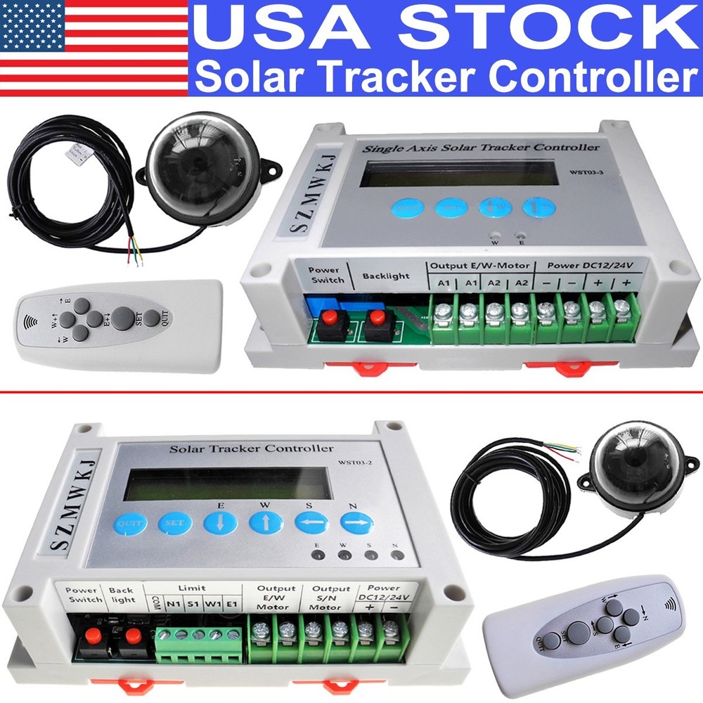 DC12V/24V Single/Dual Axis Solar Electronic Controller +Light Sensor +IR Remote