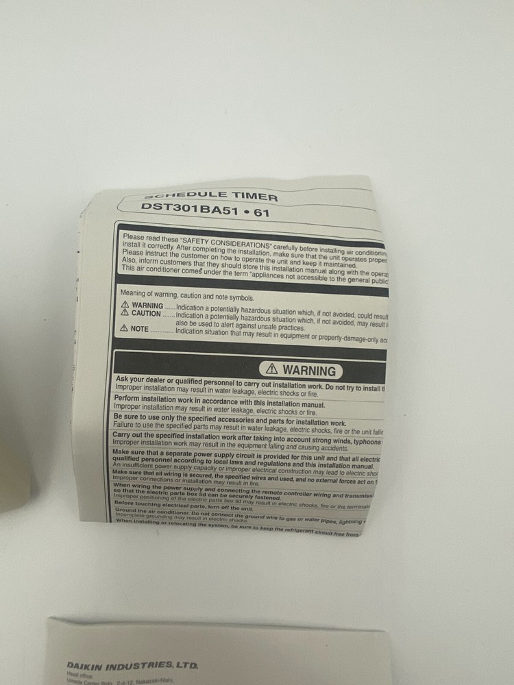 Daikin, DST301BA61, Wall Mounted, Schedule Timer, Time-Clock, Controller