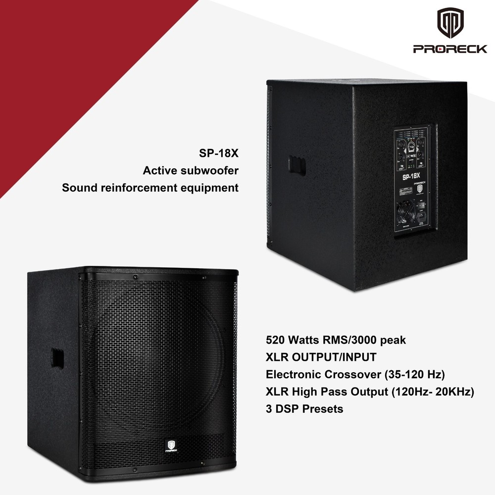Proreck SP-18X 3000W Active Powered DJ Subwoofer For Stage