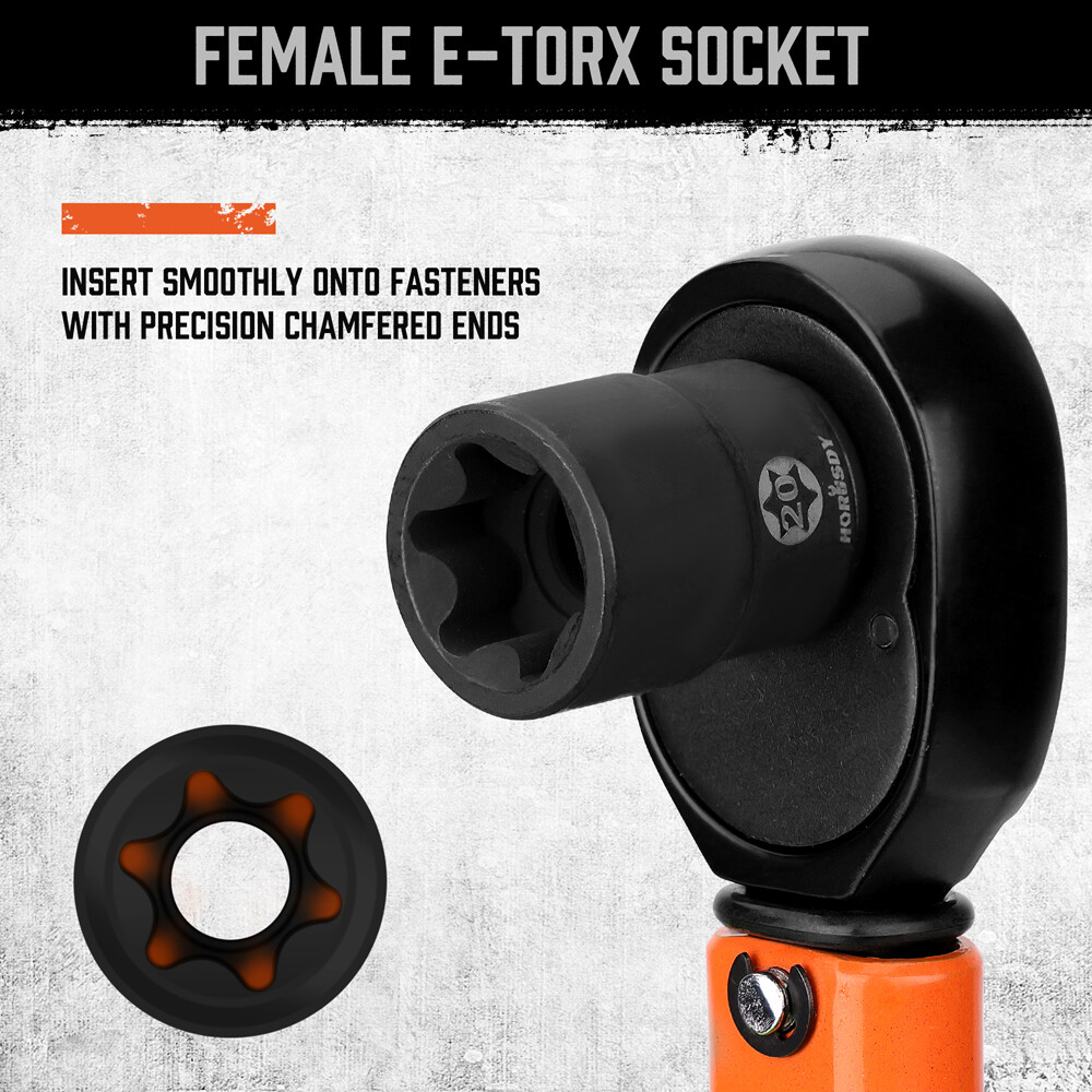 31PC Torx Bit & Female External Socket Set T8- T70 E4-E24 Impact Socket Adapters