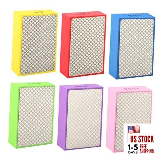 6 Pack Diamond Polishing Pads, Sanding Blocks, Tile Tools Foam Backing Diamond