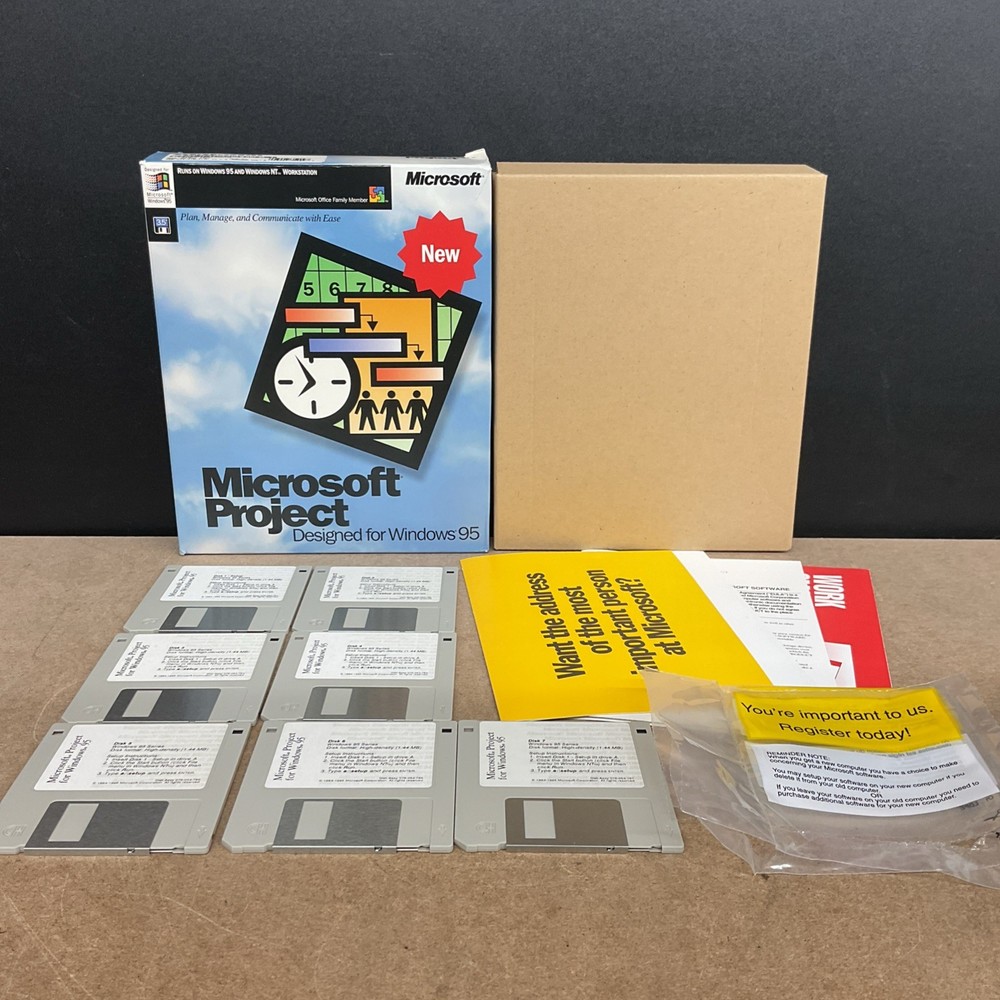 Microsoft Project For Windows 95 / NT DOS 3.5” Disks Vintage Computing