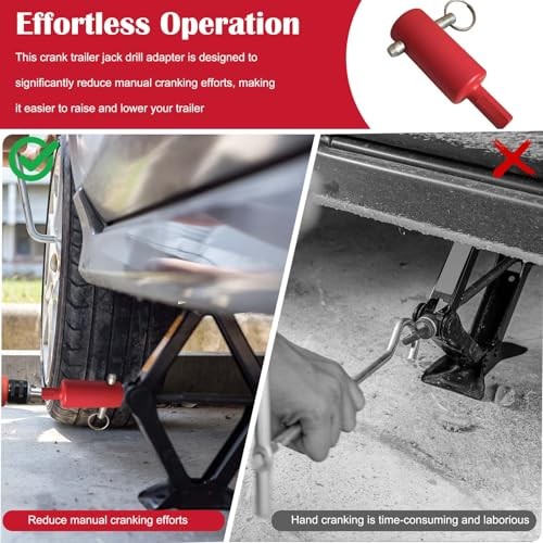 Easy Use Crank Trailer Jack Drill Adapter for 1" Handle Studs - Heavy Duty,