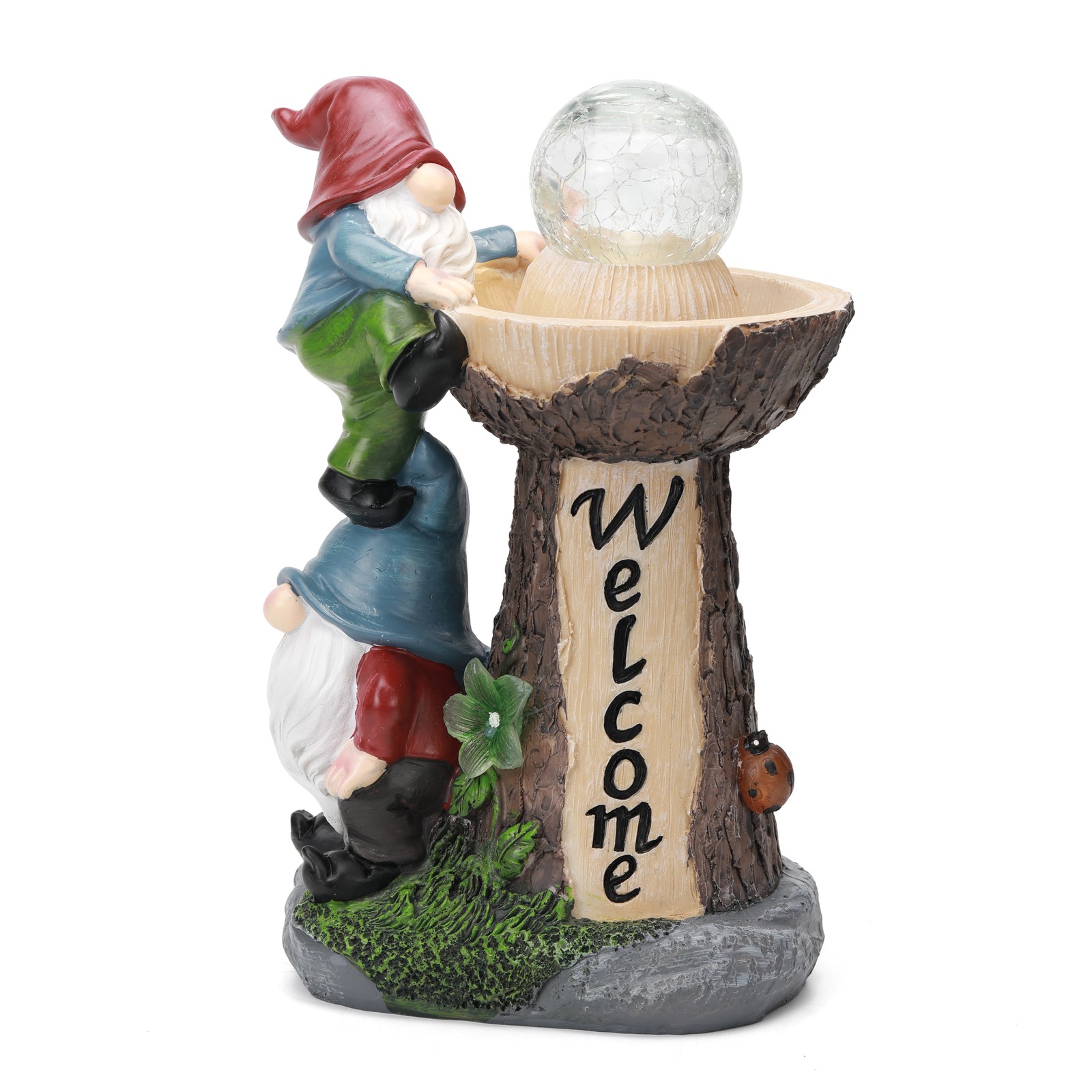 Solar-Powered Weatherproof Gnome Statue with Built-in LED Lights (Resin)