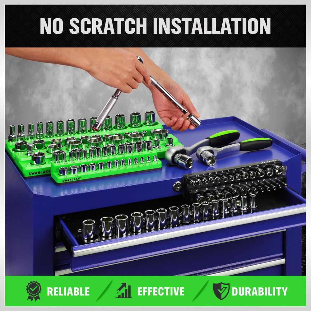 Magnetic Socket Organizer Holder Tool: 8PCS Set Includes 2PCS 1/4", 4PCS 3/8", 2