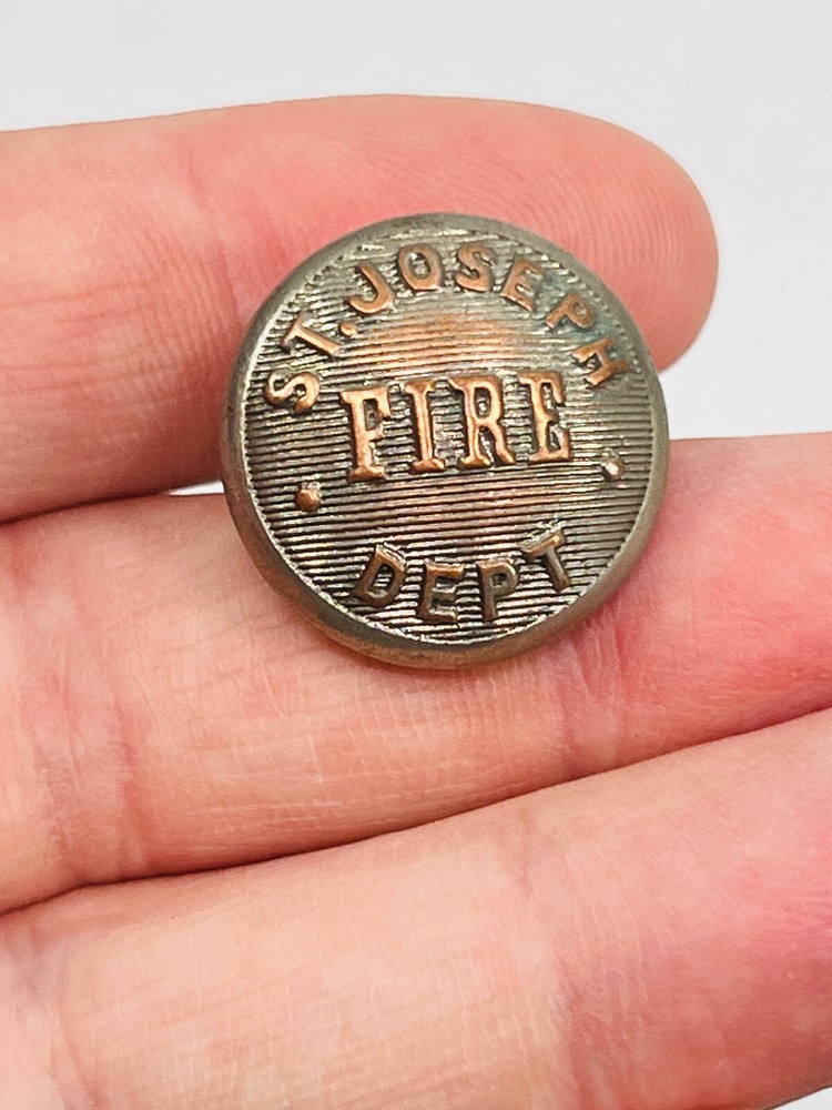 Antique St Joseph MO Fire Department FD Uniform Hat Jacket Button
