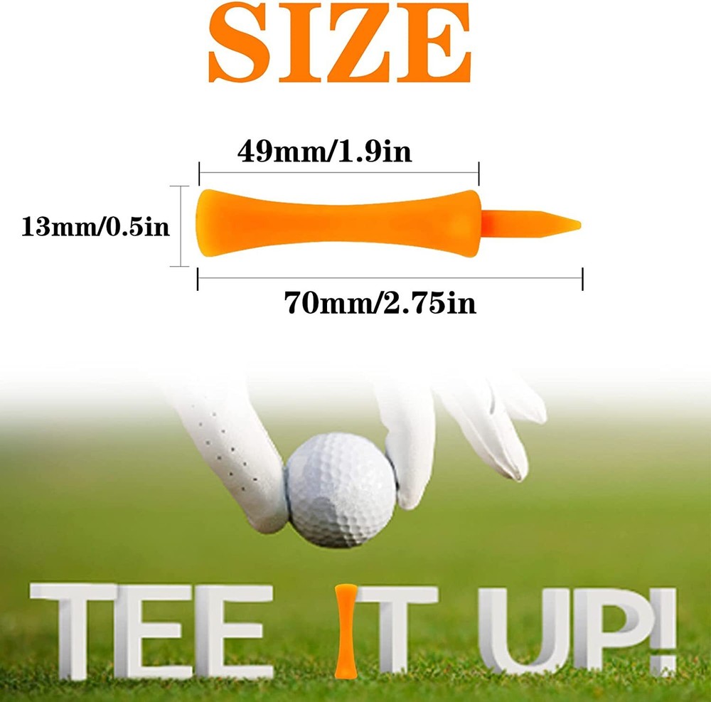 2 3/4" Orange Plastic Step Down Golf Tees (100 Count) - Castle / Graduated US