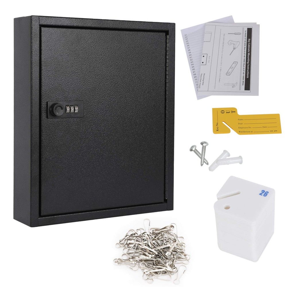 Locking Key Cabinet, 60 Key Storage Lock Box with Code, Key Box Wall Mount wi