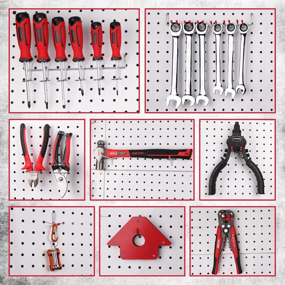 121-Piece Pegboard Hooks Set, Pegboard Accessories with Metal Hooks, Du