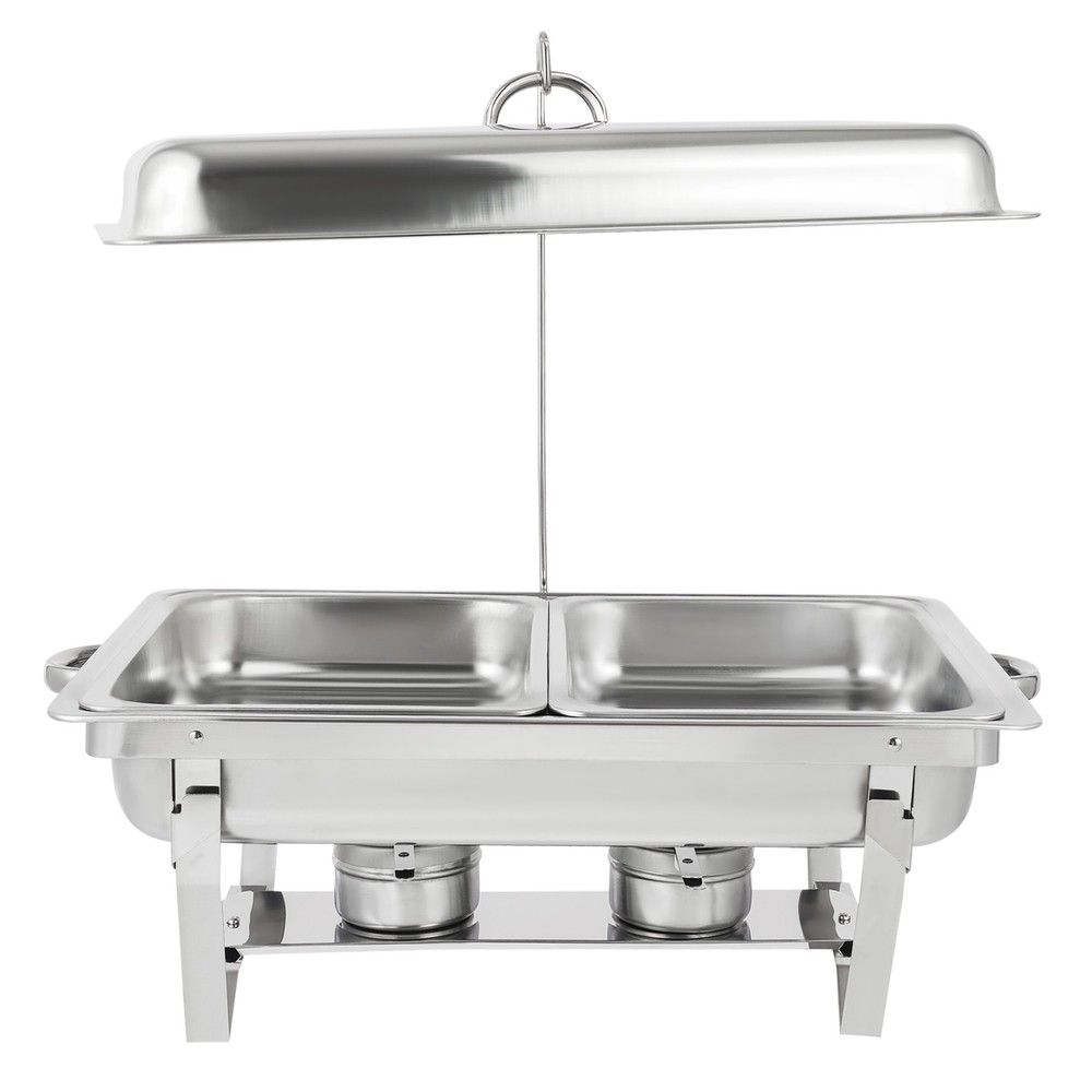 Foldable Frame Stainless Steel Buffet Set, 4.76 Quart(Each), Silver