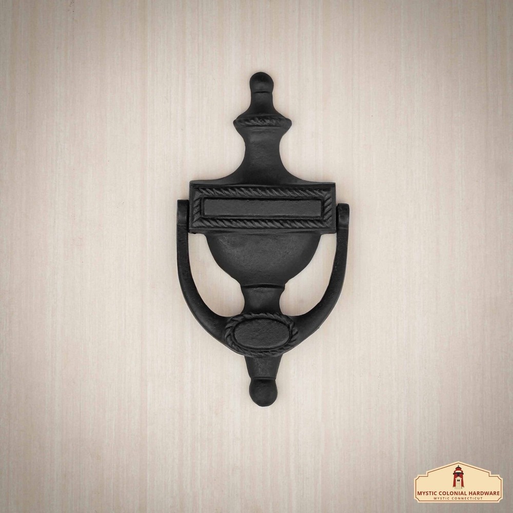 Door Knocker Decorative Traditional Roped Style Classic Hardware Accessory Black