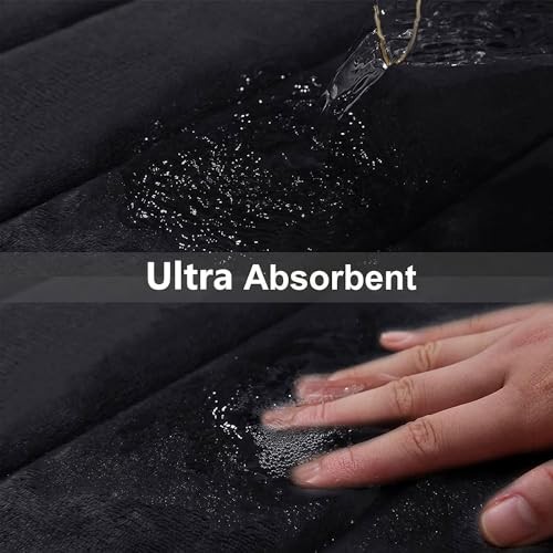 Memory Foam Bath Mat, Ultra Soft and Non-Slip 30" x 20" Rectangular Black