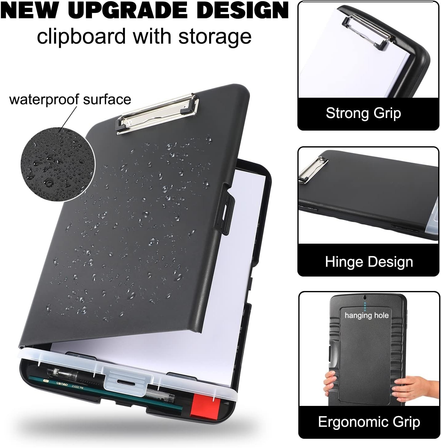 Heavy Duty Clipboard With Storage 8.5 x 11 Large Capacity Clip Boards Case