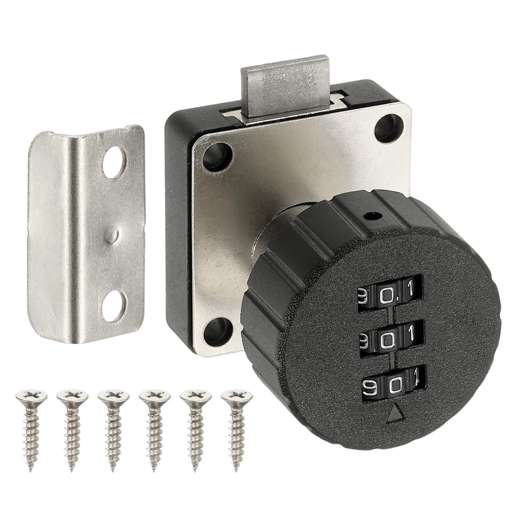3/4 Inch Combination Cam Lock, Password Coded Cabinet Lock, Black