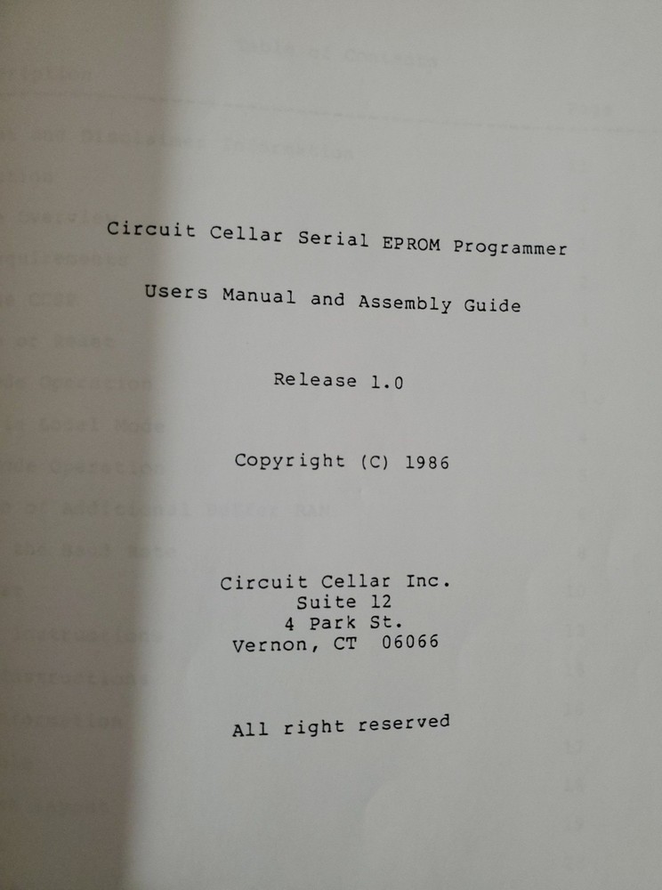 Vintage Circuit Cellar Serial EPROM Programmer 1986 Board Kit - UNTESTED AS IS