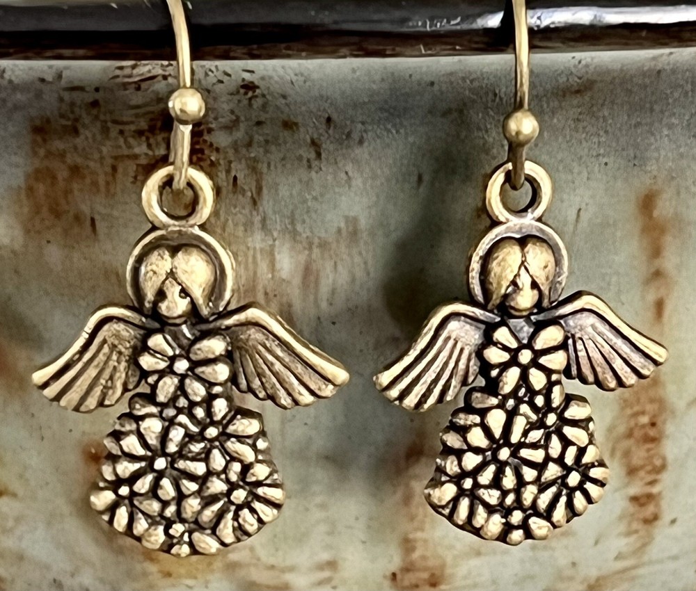 Bronze Angel Dangle Earrings. Love.