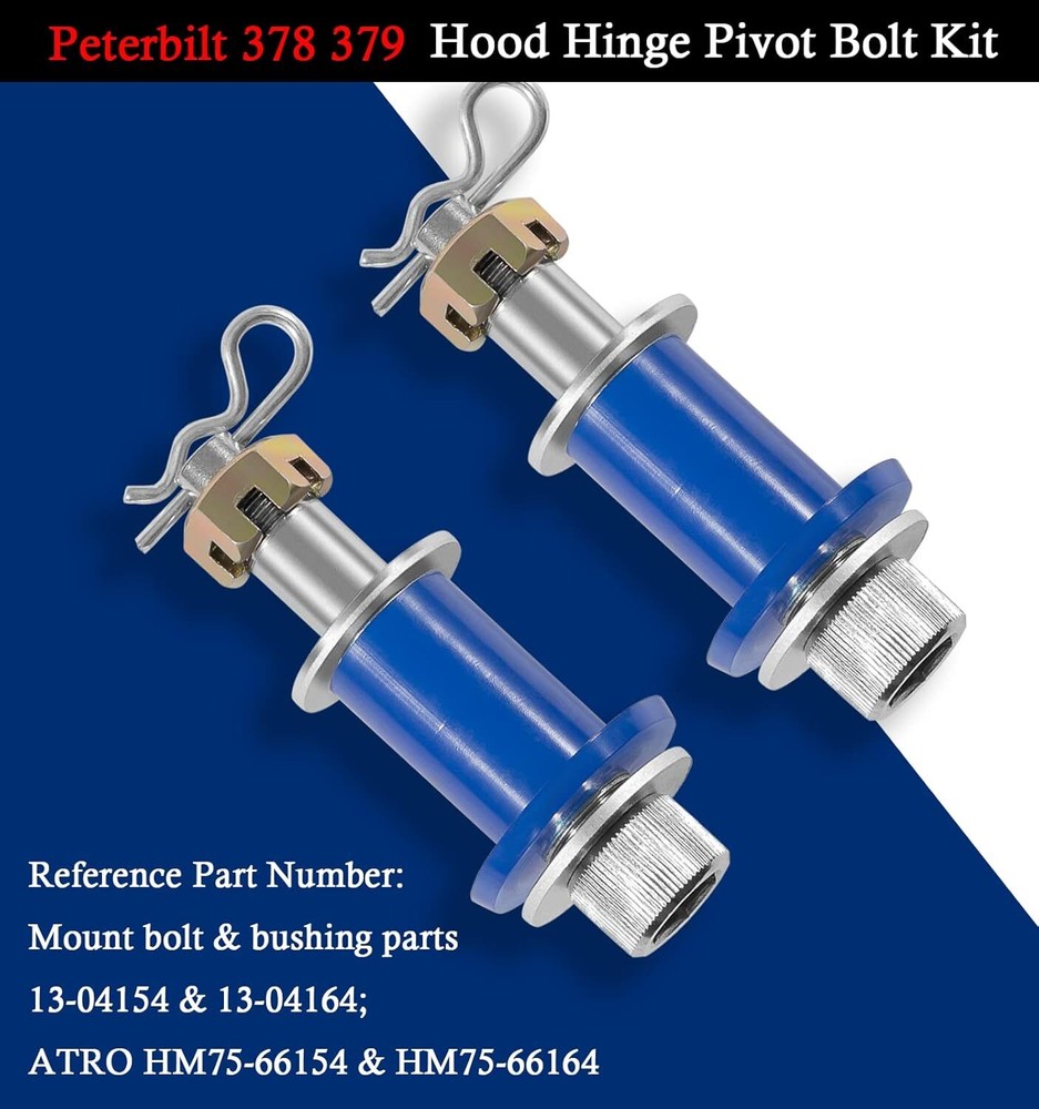 Engine Hood Hinge Pivot Bushing Kit Mounting Bolt Full Set For Peterbilt 378 379