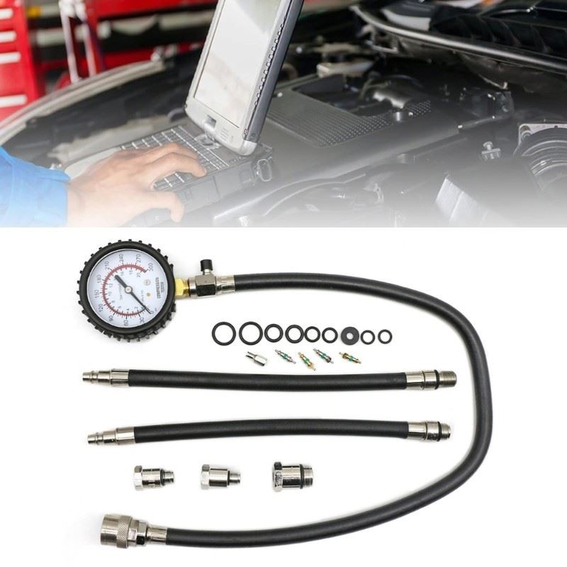 Compression Tester Precisions Engine compression Gauge Kit with Flexible Hose