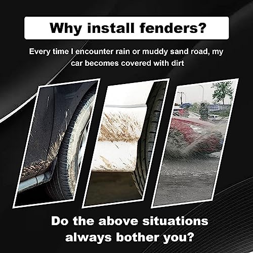 4 pcs Car Mud Flaps Universal Rubber Mudguard - Soft Material Black Red (Long)