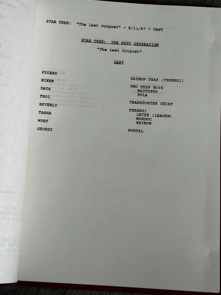 STAR TREK Script The Next Generation Last Outpost 2nd Revised Final Draft 1987