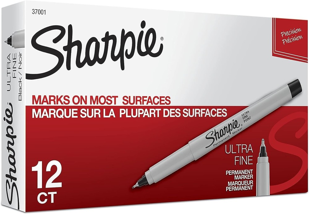 Permanent Markers, Ultra Fine Point, Black, Count Includes 12 black Sharpie
