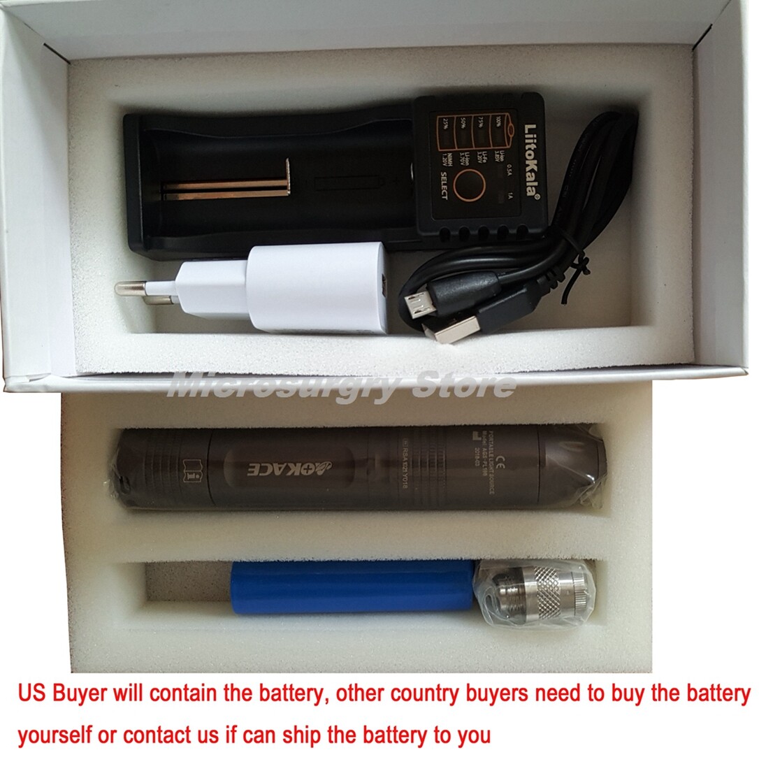 Aokace Portable Endoscope LED Light Source+ Rechargeable Battery+Smart Charger