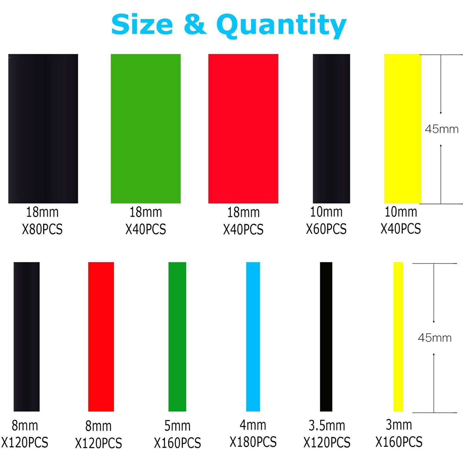 1120 Pcs HEAT SHRINK Tubing Sleeve 2:1 Shrinkable Tube Wire Cable Assortment Kit