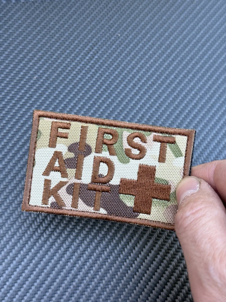 First Aid Kit Medic Logo Embroidered Tactical Patch Hook Loop Multicam