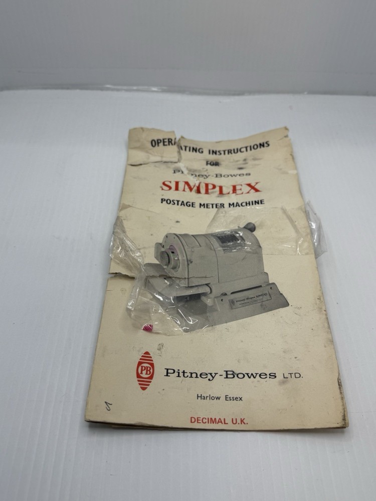 Pitney-Bowes Vintage Simplex Mail Machine Manual