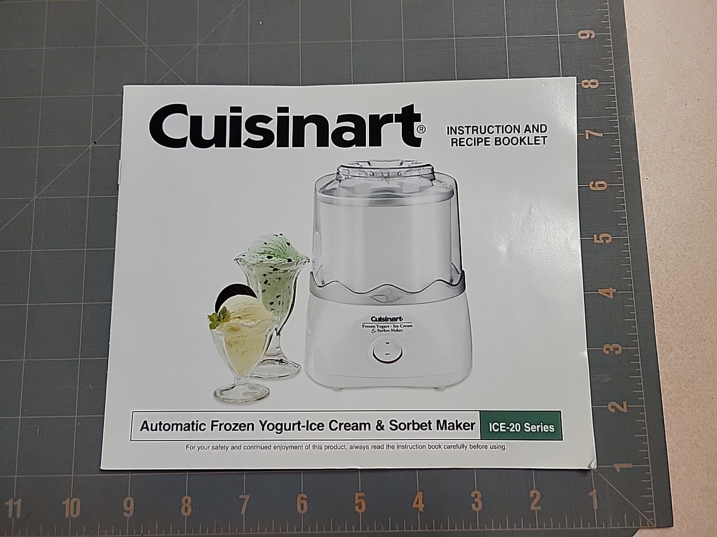 Cuisinart Frozen Yogurt Ice Cream Maker ICE-20 Instruction and Recipe Booklet