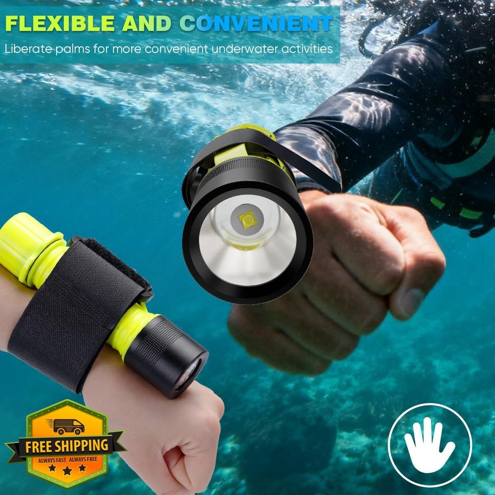 HECLOUD 2pk IPX8 Waterproof Scuba Dive Light Rechargeable