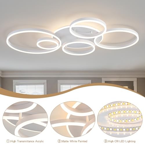 Modern LED Ceiling Light White Flush Mount White Ceiling Light, 6-light