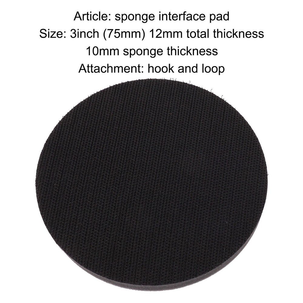 75mm(3) X 12mm Sponge Interface Interface Pad Layer Hook&Loop Power Tools Parts