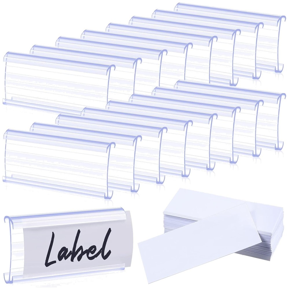 Metro Shelf Label Clips - 200 Wire Rack Labels with Inserts