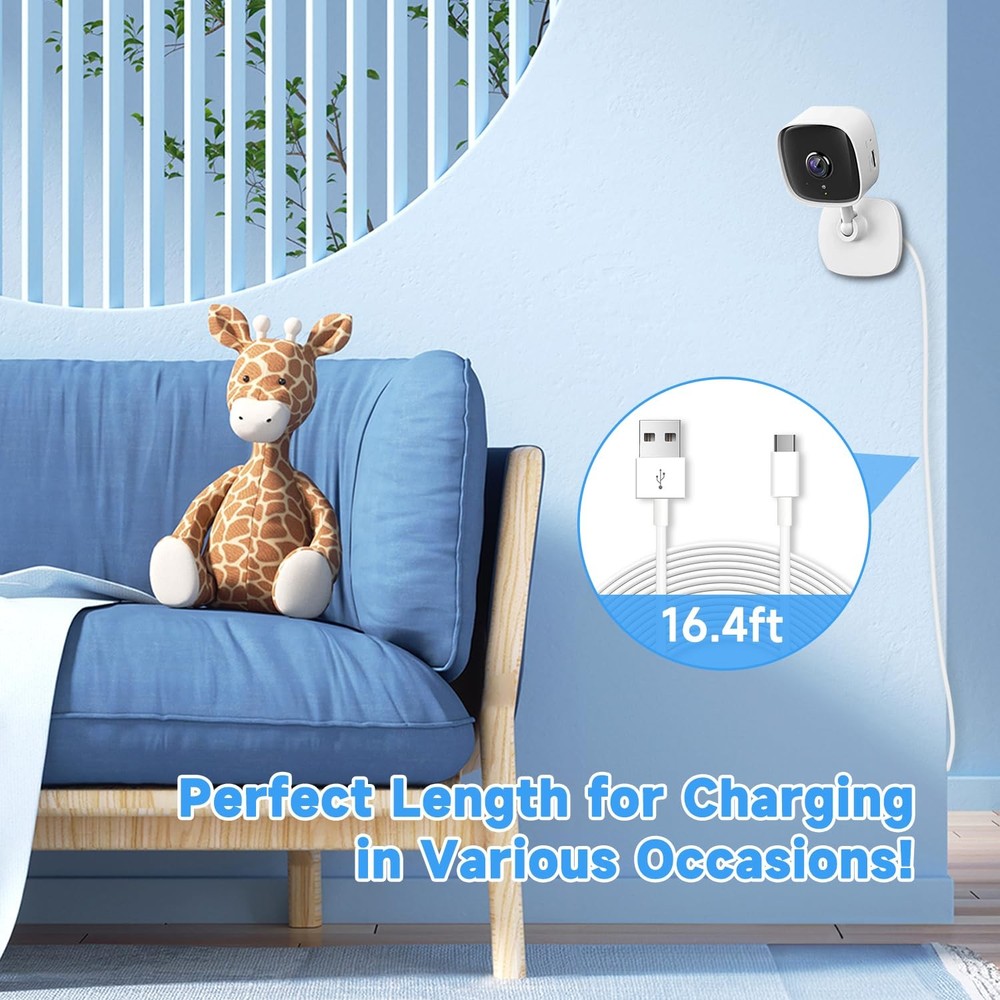 [2 Pack] 16.4ft/5M Power Extension Cable for Any USB-C Enabled 2-Pack, White